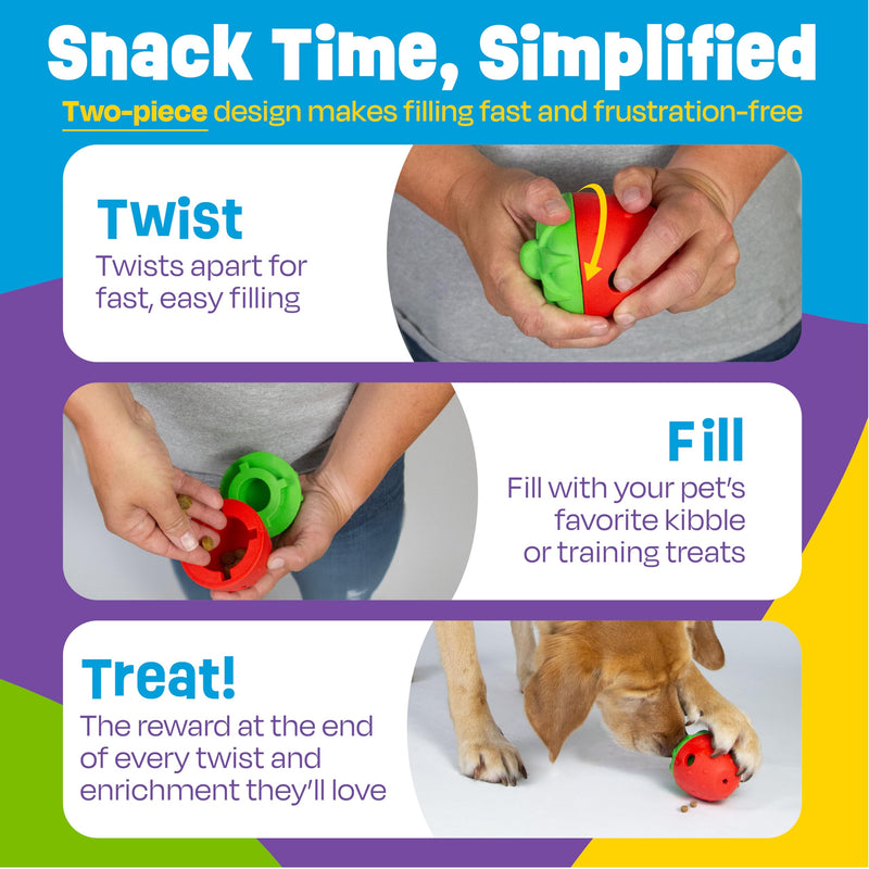 Brightkins Tough & Tumble 2-Piece Strawberry, Enrichment Puppy Essentials, Dog Birthday Treat Pouch Gifts, Training Dog Accessories, Container Slow Feeder Dispensing, Puzzle Feeder (Pack of 2) Pack of 2
