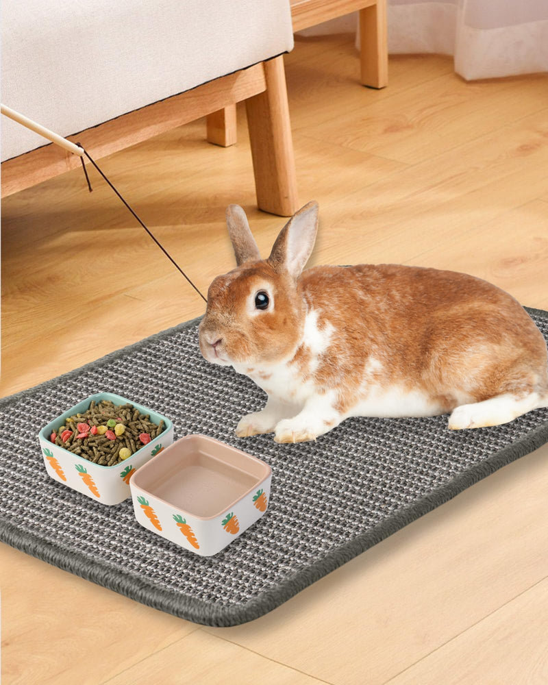 JanYoo 2pcs Bunny Scratch Pads Natural Sisal Rabbit Scratching Pad Bunny Scratcher Mat Resting Mats for Cages, Small Animal Claws and Teeth Care Bedding Accessories for Guinea Pig (15.7x11.8in, Grey) 2-Grey