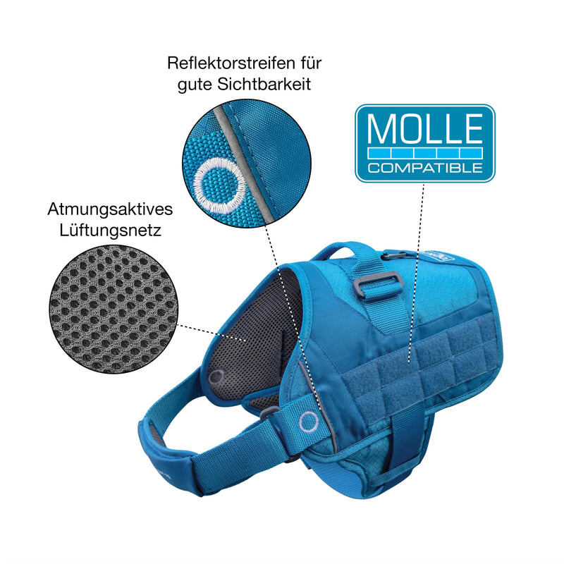 Kurgo RSG Dog Townie Harness - Easy On-Off for Quick Outings - Breathable Mesh - MOLLE-Compatible for Clip-On Accessories - Top Handle - Reflective Trim - Small - Black - PawsPlanet Australia