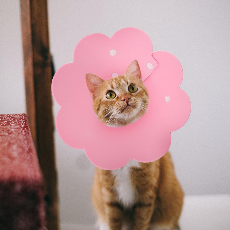 SOLUSTRE Adjustable Recovery Collar made of Skin-Friendly Cat Sponge with Sunflower Design, Lightweight, Breathable, and Leak-Proof