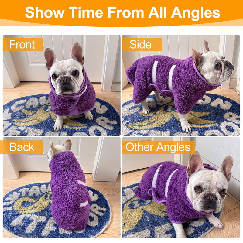 Dog Bathrobe Super Absorbent Dog Towels for Drying Dogs Large Quick Drying Dog Robes for After Bath Soft Dog Drying Towel Adjustable Dog Drying Coat to Keep Dog Warm(S-XXL) X-Large Purple - PawsPlanet Australia