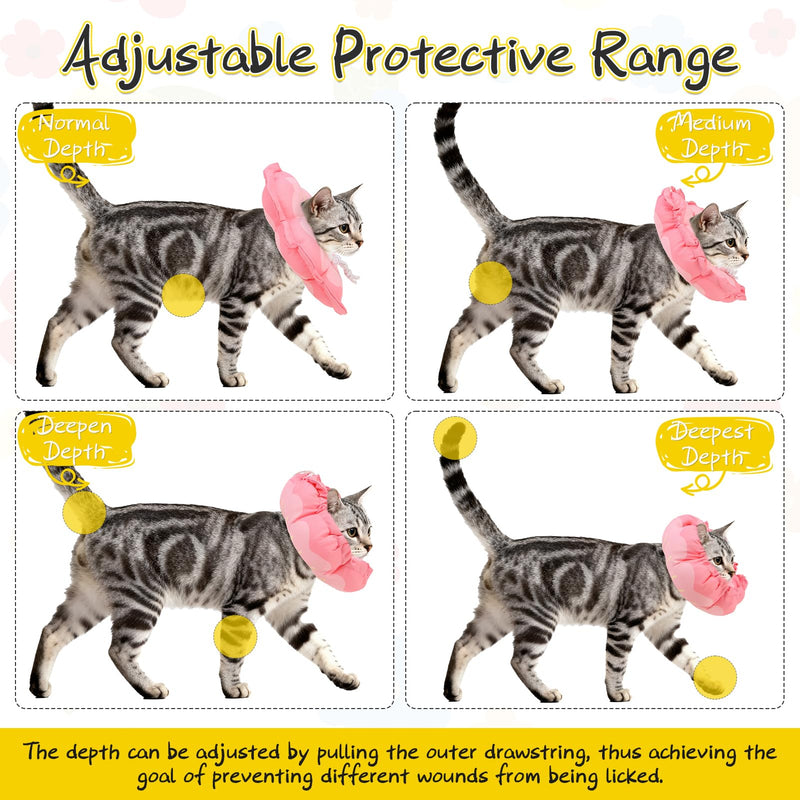 EXPAWLORER Cat Cone Collar Soft, Cat E Collar Recovery After Surgery to Stop Licking, Adjustable Waterproof Cute Neck Elizabethan Pet Kitten Puppy Donut Pillow for Cats Puppy Wound Healing, PinkM Medium Pink