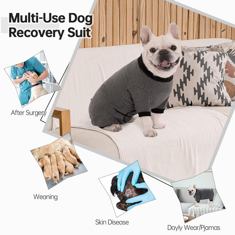 Dog Surgery Recovery Suits, Puppy After Surgery Onesie for Female Dogs, Post Surgical Recovery Onesies French Bulldogs, Small Dogs Pajamas Long Sleeve for Shedding Skin Disease Dark Grey Large - PawsPlanet Australia