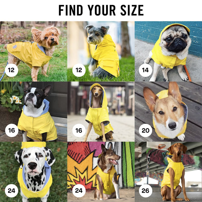 Canada Pooch Torrential Tracker Dog Rain Jacket - Easy On, Adjustable Full Body Coverage, Waterproof, Functional Pockets, Reflective Trim Rain Coat for Dogs, Great for Dogs 24 (23-25" back length) Yellow - PawsPlanet Australia