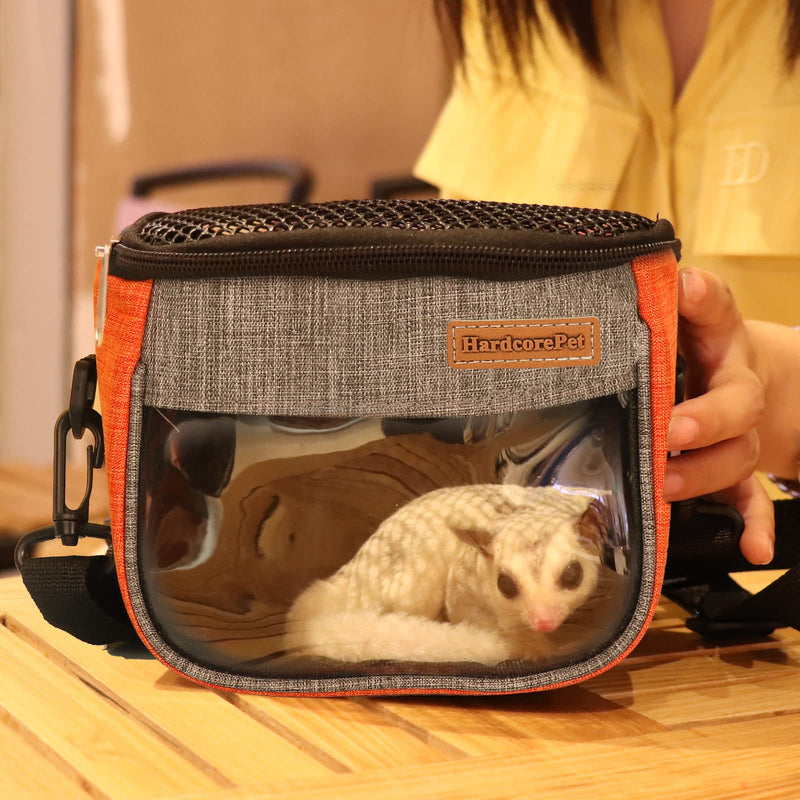 Small Pet Carrier Bag, Breathable & Portable – Small Animal Travel Bag with Detachable Strap Zipper for Sugar Glider, Hamster, Rat，Gerbils (Orange) orange - PawsPlanet Australia
