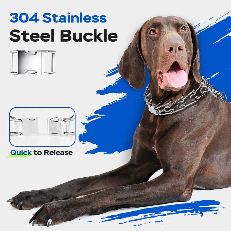 Pinch Prong Collar for Large Medium Small Dogs, Stainless Steel Choke Collar for Dogs with Qucik Release Buckle Basic S (Neck 13"-16") - PawsPlanet Australia