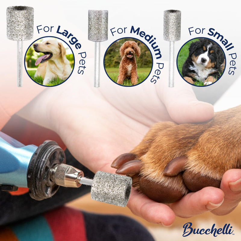 3Pcs Nail Grinder Diamond Bits for Cats and Dogs - Painless Nail Sanding Drums - Diamond Dog Nail Grinder Attachment - Faster Diamond Bit for Dog Nail Grinder - 80/120 Grit (3Pcs-Set) 3pcs 120 & 80 Grit Set(Small, Large, Jumbo) - PawsPlanet Australia