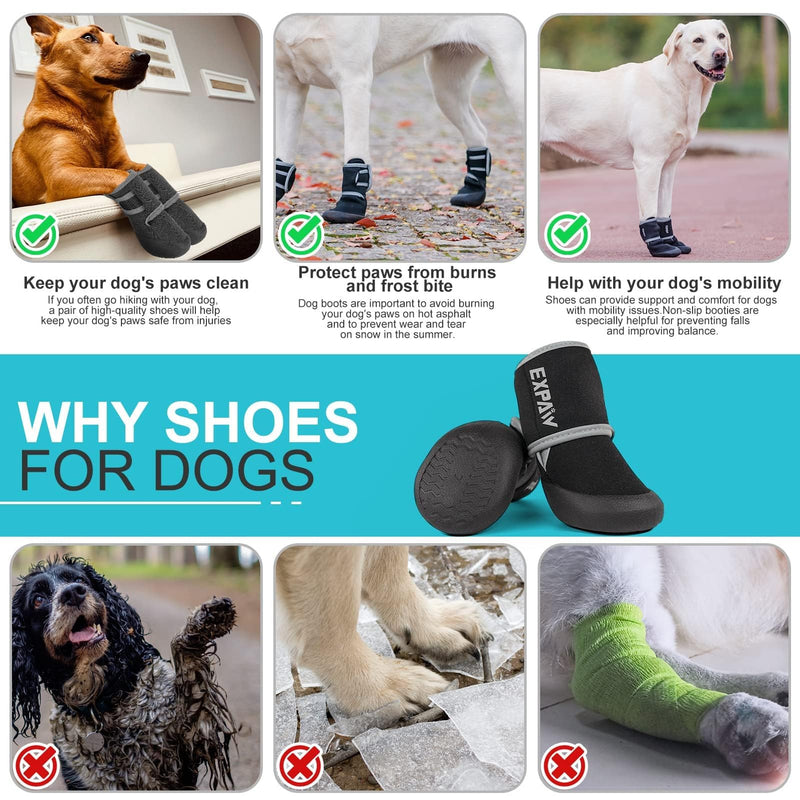 EXPAWLORER Waterproof Dog Shoes for Small Medium Large Dogs, Dog Shoes for Hot Pavement, Hiking Walking, Reflective Dog Booties for Outdoor Snow Rain Days, Anti-Slip Dog Boots & Paw Protectors Black M - PawsPlanet Australia