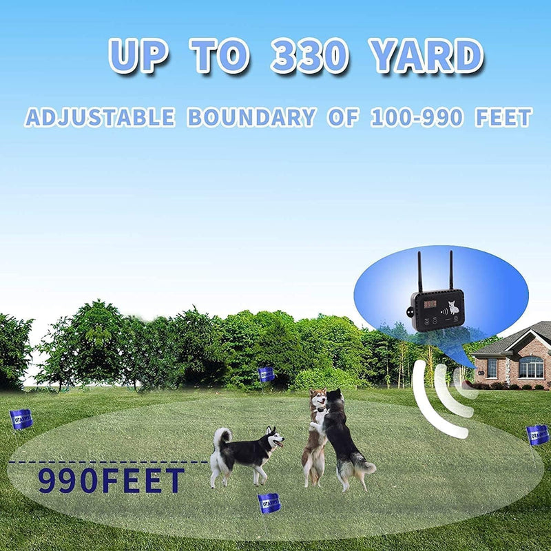 Plkm Dog Wireless Fence Pet Electric Container System, No Randomly Correction Safe Harmless Dog Fence, Adjustable Control Range, Waterproof Rechargeable Dog Fence Collar Receiver For 1 Dog Black
