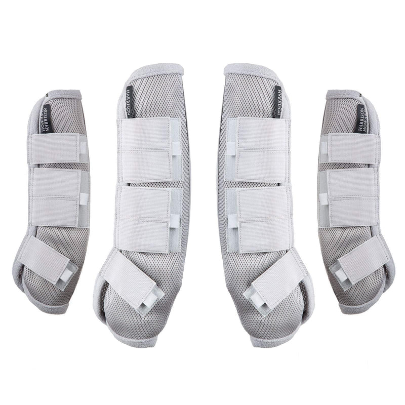 Harrison Howard Horse Fly Prevention Fleece-Edging Nylon Strap Fly Boots Horse Leg Guards Set of 4 -Silver (Full) Silver Full (Large)