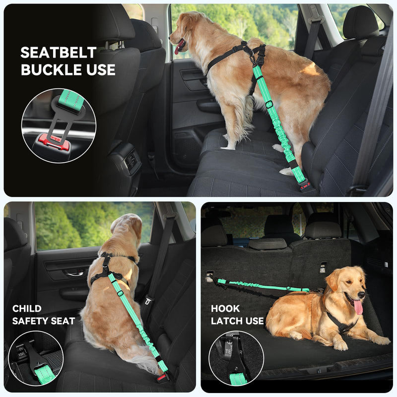 Pawaboo Dog Seat Belt Harness for Car, Dog Car Harness Seatbelt with Double Clips, Adjustable Breathable Pet Vest & Dogs Safety Tether with Elastic Bungee for Small Medium Large Pet, L, Blue + Black - PawsPlanet Australia