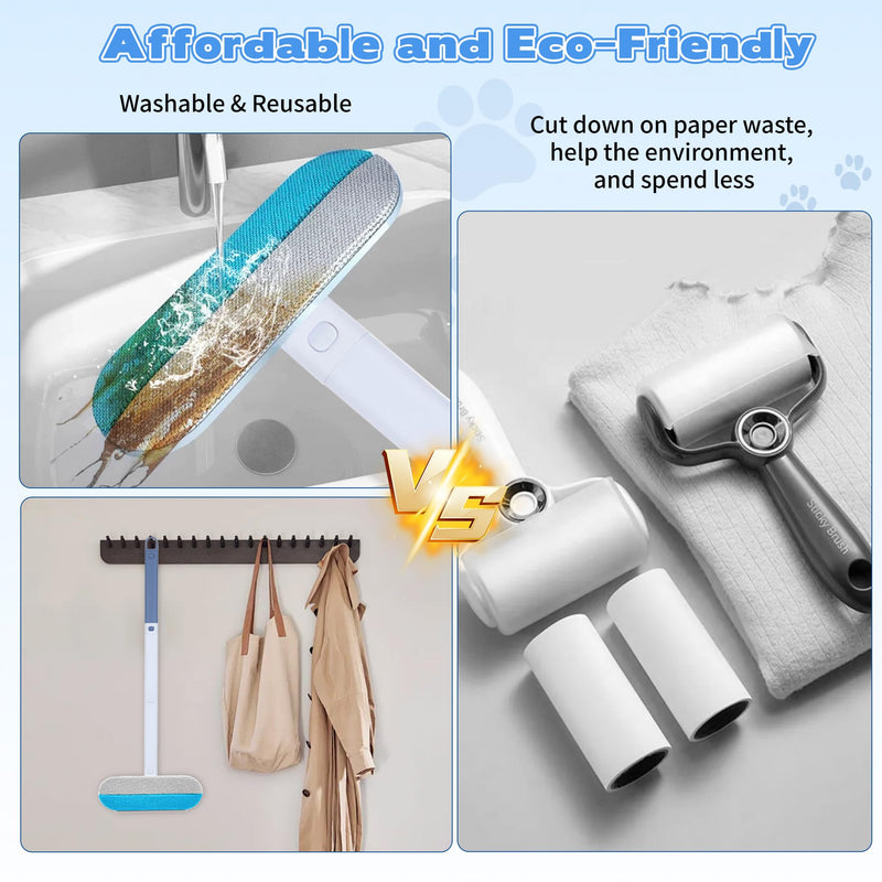 Pet Hair Remover for Furniture – 23.2Inch Reusable Dog & Cat Hair Removal Brush, Washable Lint Cleaner with Long Handle, 4-in-1 Pet Hair Remover for Couch, Carpet, Clothes & Bedding - PawsPlanet Australia