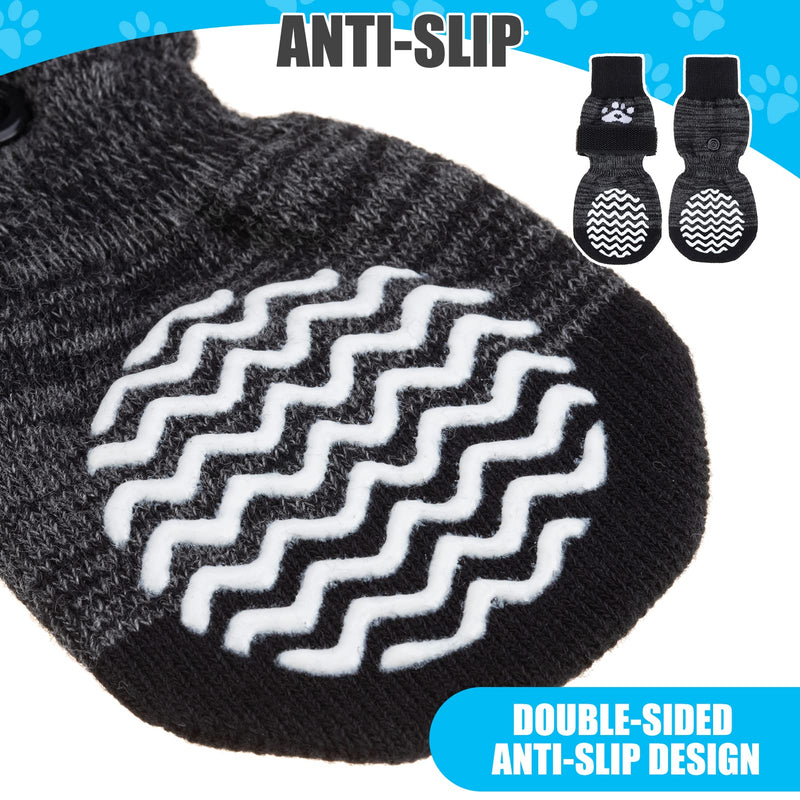 PUPTECK Non-Slip Dog Socks Double Sides Grips for Hardwood Floors Prevents Licking, Dog Shoes for Hot Pavement Traction Control Booties for Senior Dogs, Paw Protector for Small Medium Large Dogs Large (Pack of 6) Black - PawsPlanet Australia