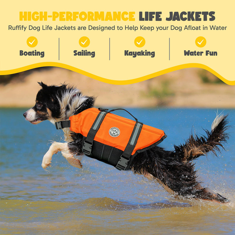 Dog Life Jacket for Swimming & Boating – Adjustable Safety Vest for Dogs, Lightweight Reflective Neon Design, Buoyant & Comfortable for Water Adventures (Orange, X-Large) Orange X-Large (Chest 28”-33”) - PawsPlanet Australia