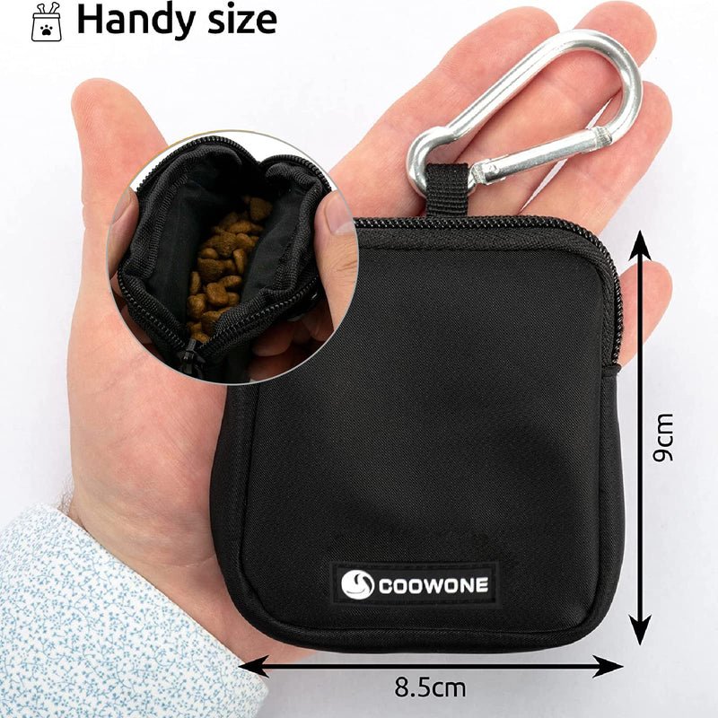 Waterproof Dog Treat Pouch, Dog Training Treat Pouch Built in Poop Bag Dispenser Adjustable Shoulder Bag (BLK) (BLK) BLK