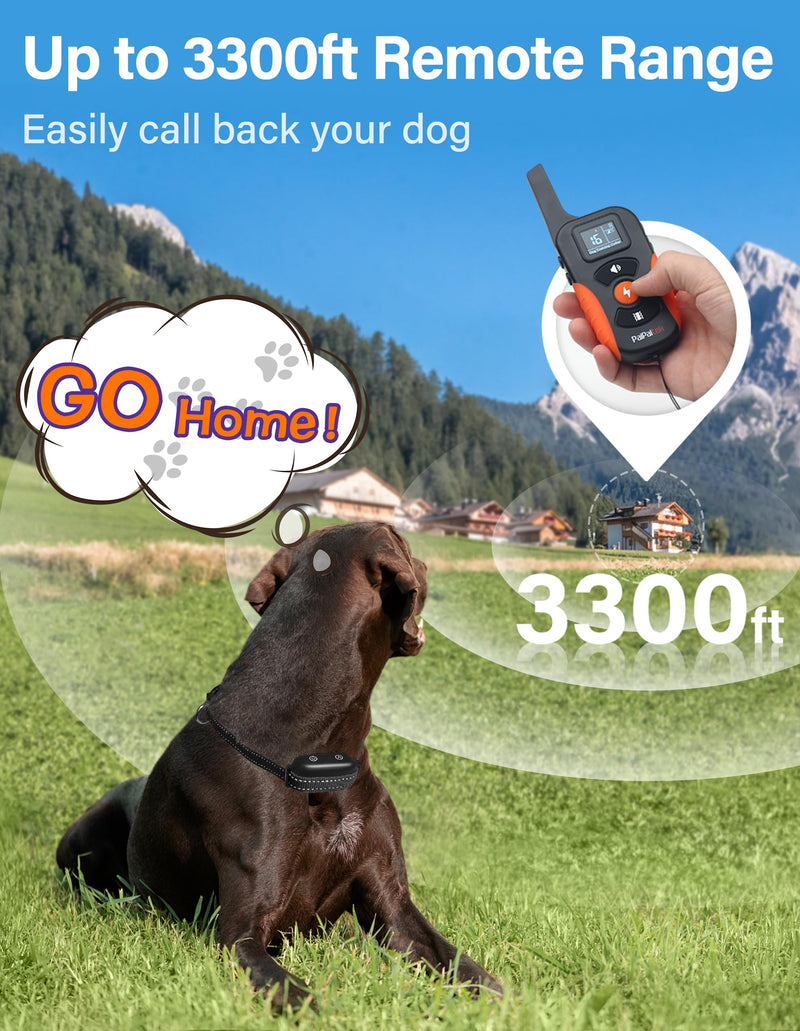 PaiPaitek Bark Collar with Remote and Automatic Mode - 3300ft Range Bark and Training Collar Combo, Shock Collar for Dogs 40-151 lbs Waterproof & Rechargeable Black - PawsPlanet Australia
