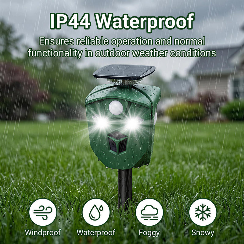 360° Solar Ultrasonic Animal Repellent Outdoor, Deer Repellent Devices with Flash Lights, Animal Deterrent Devices Outdoor for Squirrels, Snakes, Cats, Dogs, Rabbits, Opossums, Coyotes, Raccoons - PawsPlanet Australia