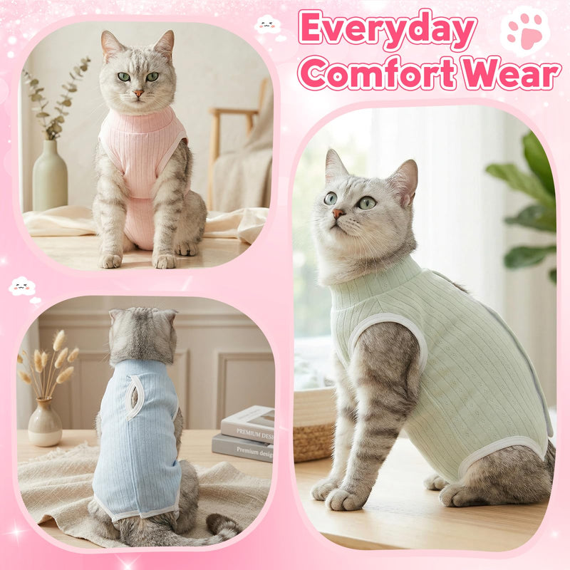 Coppthinktu Cat Recovery Suit for Female Cats After Spay, Breathable Cat Onesie Kitten Onesie Bodysuit, Cat Surgery Recovery Suit for Abdominal Wounds Anti Licking E-Collar Alternative Pink Medium