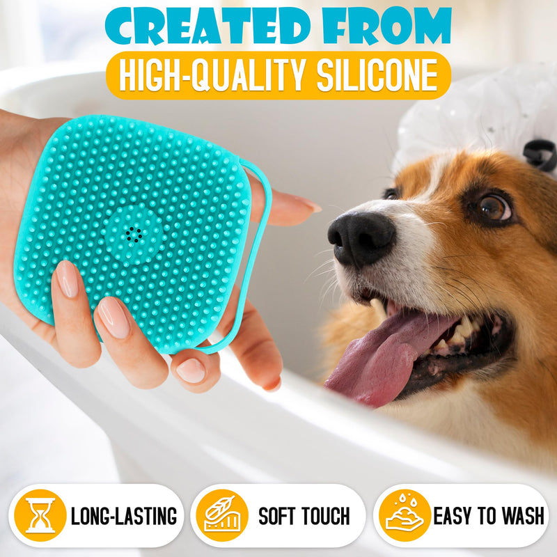 Dog Bath Brush with Soap Dispenser - Silicone Dog Scrubber for Bath Dog Shower Brush Dog Shampoo Brush Scrubber Dog Soap Dispenser Dog Bath Supplies - Pet Massage Brush Dog Washing Brush Scrubber 1 PCS - PawsPlanet Australia