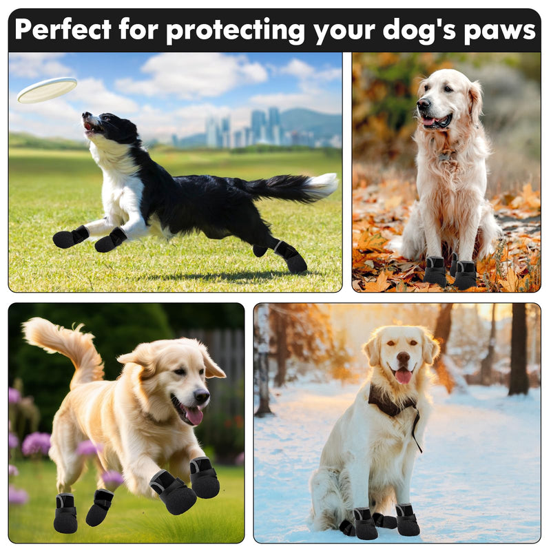 Dog Shoes, Outdoor Dog Boots Non-Slip Waterproof Dog Booties for Medium to Large Dogs 4Pcs for Winter Snowy Day, Summer Hot Pavement with Rugged Sole Black Size 5:（2.51''x2.36'')(L*W) for 41-60lbs - PawsPlanet Australia