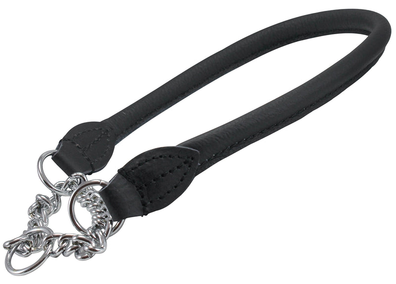 Dogs My Love Rolled Genuine Leather Martingale Dog Collar Choker Black 7 Sizes (#5 - Neck Circumf.13.75"-15.5") #5 - Neck Circumf.13.75"-15.5" - PawsPlanet Australia