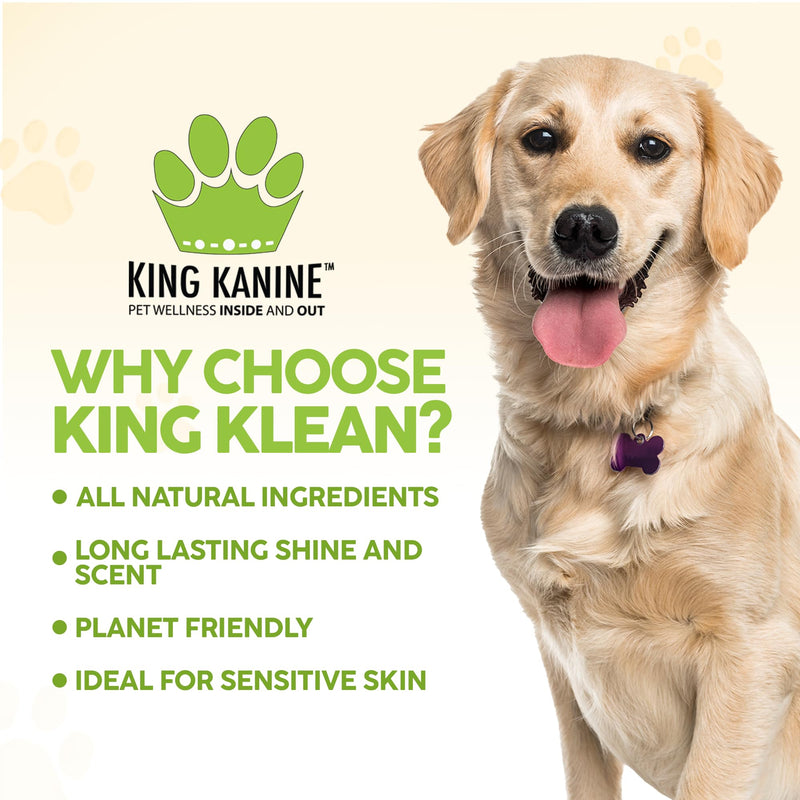 King Kanine Natural Dog & Cat Shampoo King Klean 16 oz | Organic Pet Shampoo for Sensitive & Dry Skin | Hypoallergenic Gentle Cleansing Formula for Pet Allergies - PawsPlanet Australia