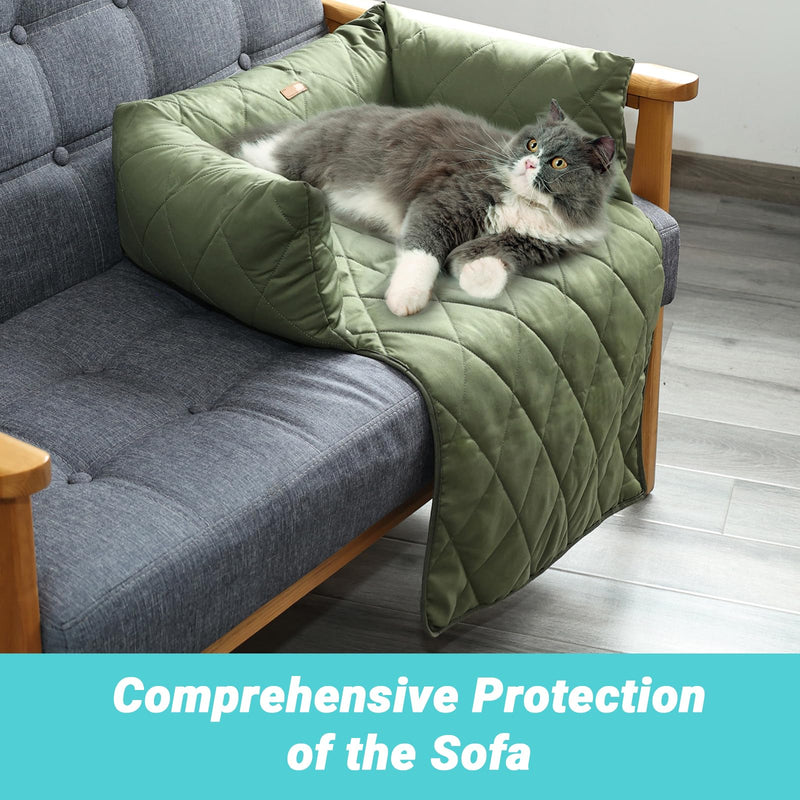 Pet Sofa Bed for Dogs and Cats, Non-Slip Mat, Comfortable Pet Cushion for Small & Medium Dogs, Furniture Protector for Sofa, Cat/Dog Couch Cover Mat - Green - PawsPlanet Australia