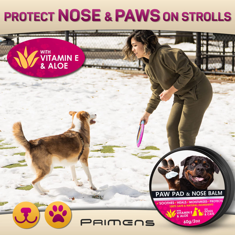 Dog Paw Balm for Dry Cracked Paws – Lick-Safe Moisturizer and Organic Paw Wax with Aloe & Vitamin E – Hot Pavement and Winter Snow Protection – Nose Safe – for All Breeds 2 OZ - PawsPlanet Australia
