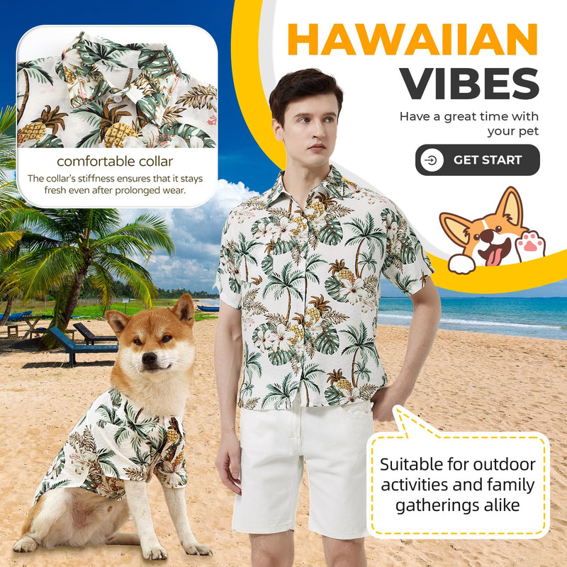 Dog Shirt Hawaiian Dog and Cat Summer T-Shirts Dog Style Floral Breathable Cool Clothes Hawaiian Shirts for Dogs and Cats Owner and Pet Shirts are Sold Separately 2XL-(54.33"Bust)-for Human White Only for Human - PawsPlanet Australia