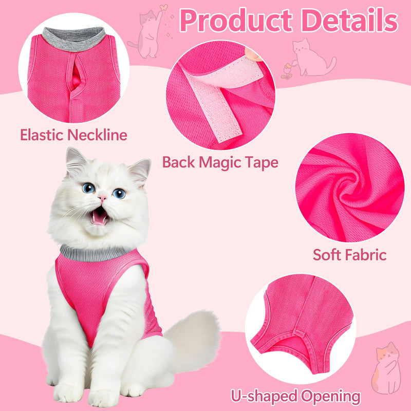 Coppthinktu Cat Recovery Suit Cat Onesie After Surgery, Breathable Cat Surgery Suit for Female Spay/Neuter, Kitten Surgical Recovery Body Suit Cone Alternative for Abdominal Wounds Rose Red Medium