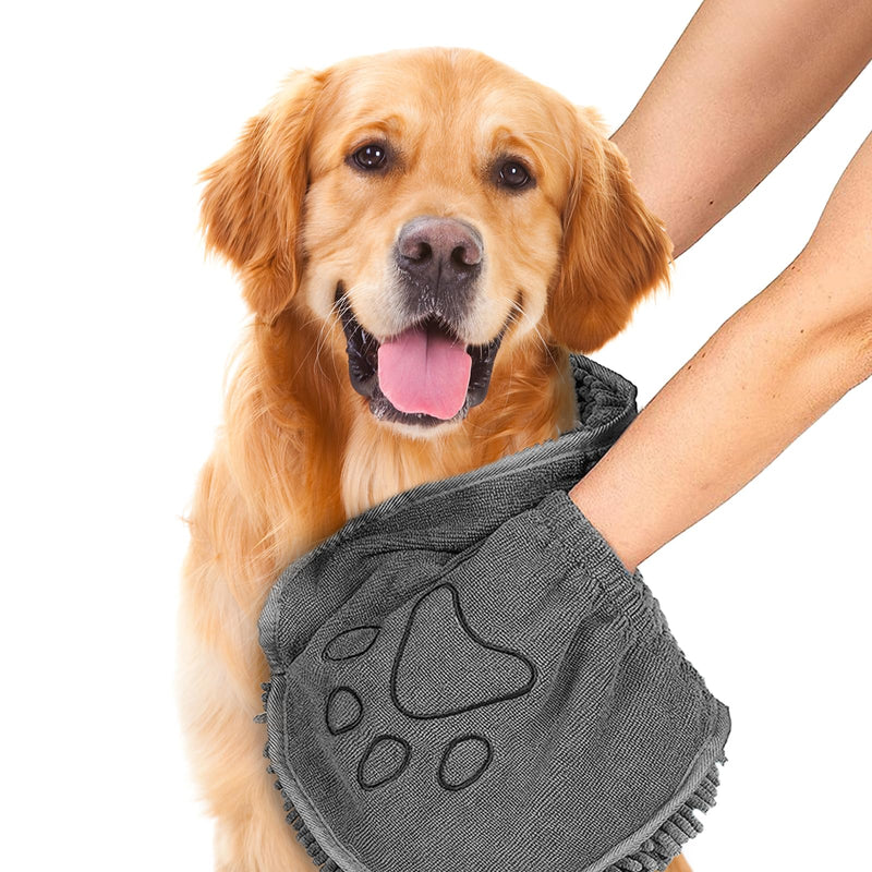 Microfiber Dog Towels for Drying Dogs, Super Absorbent, Soft and Quick Drying Pet Grooming Towel, 31Inch X 13Inch, Perfect Pets' Shower & Bath Supplies for Dog and Cat, Machine Washable, Grey - PawsPlanet Australia