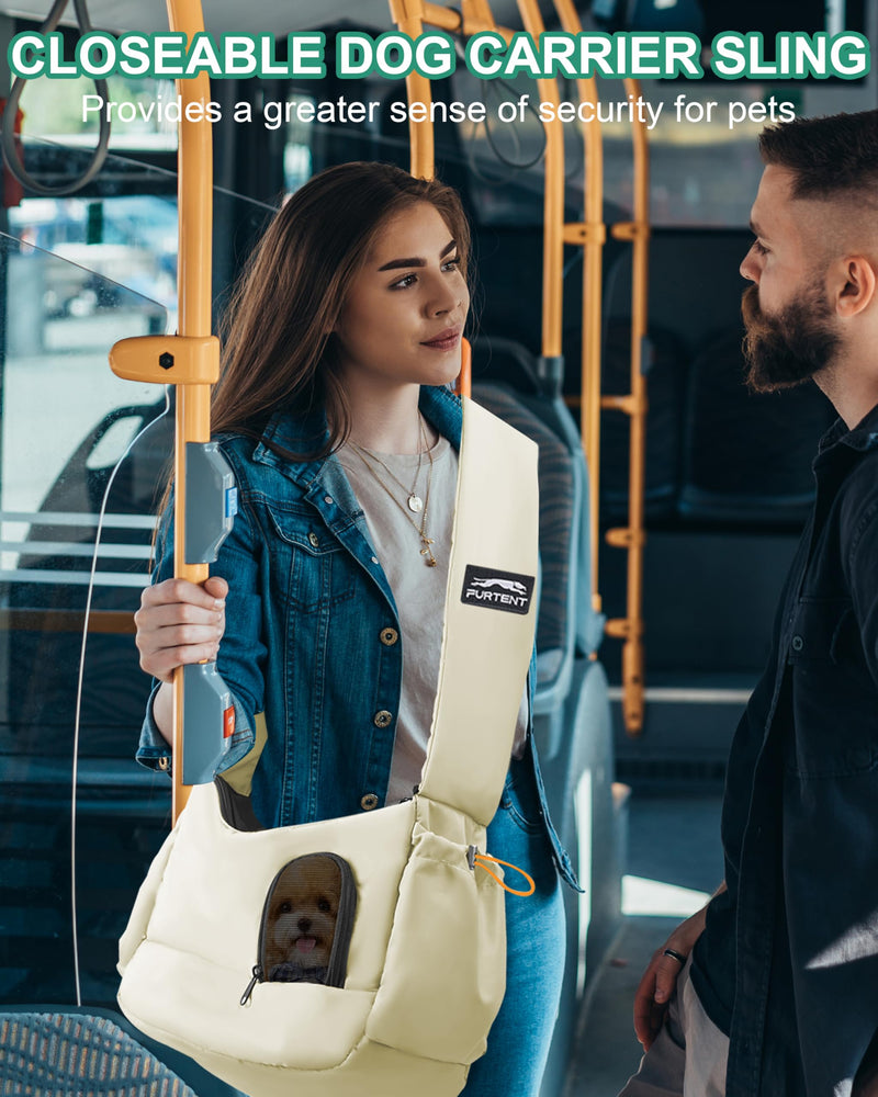 Dog Carrier Sling for Small Dogs & Cats Hand-Free Puppy Sling Purses with Storage Bag and Adjustable Shoulder Strap, Pet Sling Carrier Up to 8.8 Lbs (Yellow) Yellow - PawsPlanet Australia