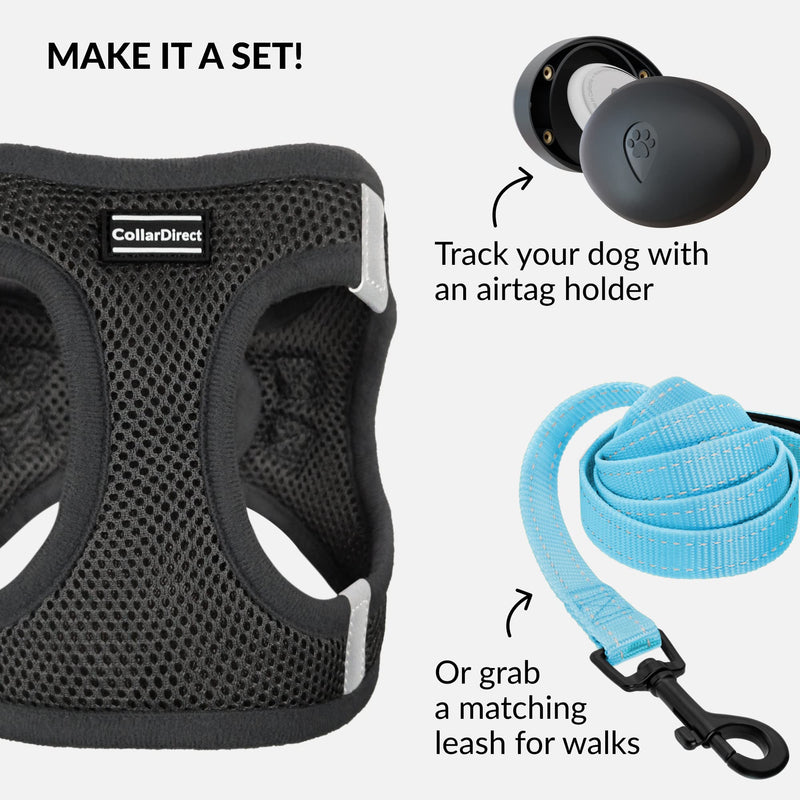 CollarDirect Step-in Reflective Dog Harness - Any Weather Air Mesh for Small and Medium Dogs Easy to Put On and Off (Size M, Black) - PawsPlanet Australia