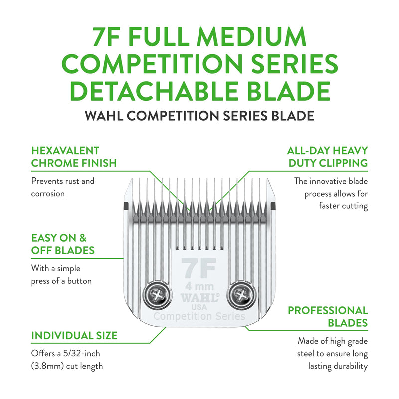 Wahl Professional Animal Competition Series Detachable Blade - 4/25-Inch Cut Length, 7F Full Medium (2368-100)