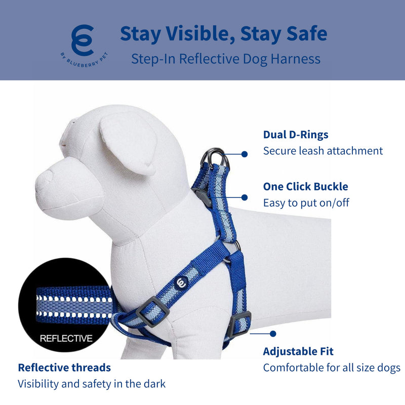 Blueberry Pet Essentials Step-in Reflective Back to Basics Dog Harness, Navy Blue, Chest Girth 26" - 39", Large, Adjustable Harnesses for Dogs - PawsPlanet Australia