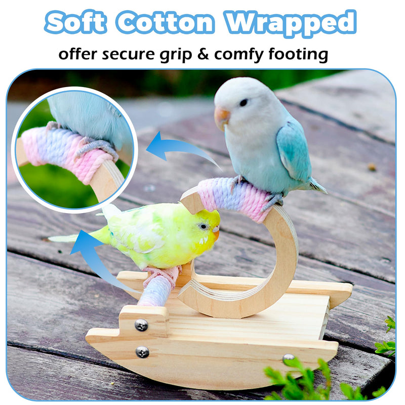 Rocking Bird Perch Stand, Funny Budgie Toys Natural, Parakeet Toy Wooden, Small Bird Toys for Parakeets Wood, Parrot Puzzle Enrichement Toy for Lovebird, Lineolated, Pacific Parrotlet - PawsPlanet Australia