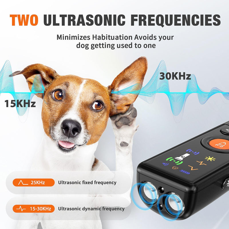 Ahbrother's Dog Bark Deterrent Device,2X Sonic Emitters 4 Modes Anti Barking Device for Own Or Neighbor's Dog, Safe & Effective Portable Ultrasonic Dog Bark Control Rechargeable Dog Barking Silencer - PawsPlanet Australia