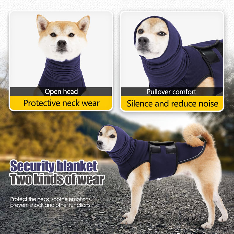 Dog Anxiety Jacket, Dog Shirt with Turtleneck, Breathable Calming Vest, Indoor and Outdoor Separated Pet Jacket (Navy Blue, Medium) Medium(Chest:18"-21") Navy blue - PawsPlanet Australia