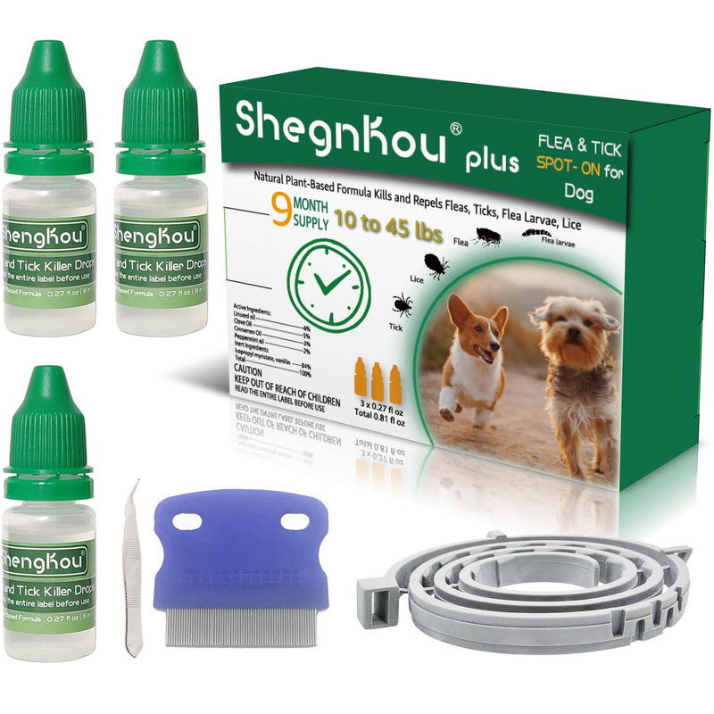 Plant-Powered Defense: Dog Flea and Tick Repellent, Effective Spot-On for Small-Medium Dogs 4-44 lbs, (9.5 Month Supply)