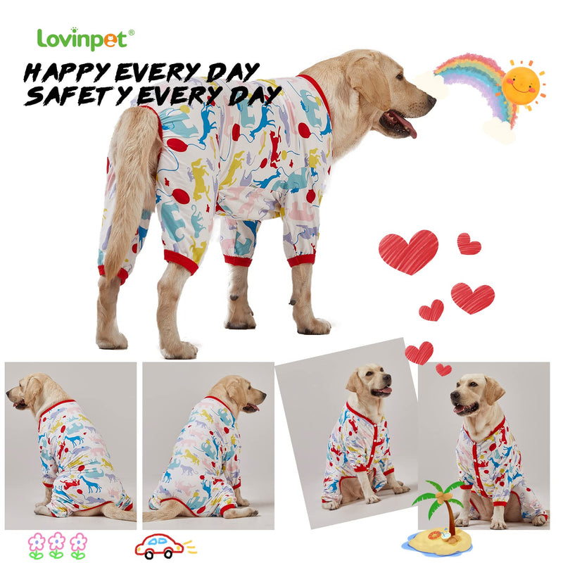 LovinPet Giant Large Dog Pajamas, Big Dog Surgical Recovery Shirt, Lightweight Pullover Dog Pajamas, Stop Shedding for Dogs, Pet PJ's, XL X-Large White - PawsPlanet Australia