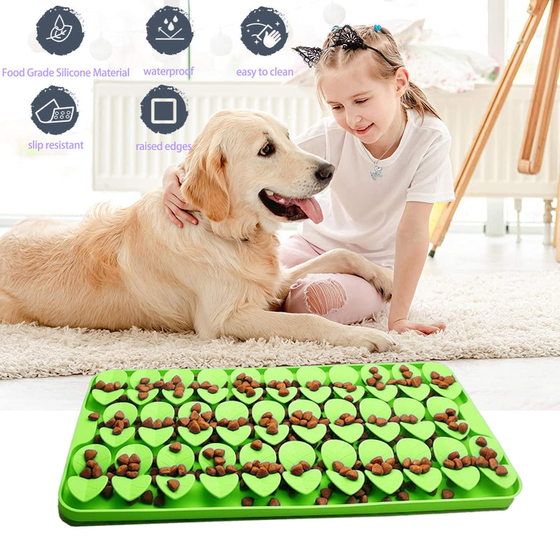 Medium Silicone Snuffle Mat for Small Medium Dogs Cats Slow Down Eating,Slow Feeder Lick Mat for Dry Wet Food for Pet Training Smell,Encourages Natural Foraging Skill,Relieving Stress (Green) Green-M (14.6x7.5in) - PawsPlanet Australia