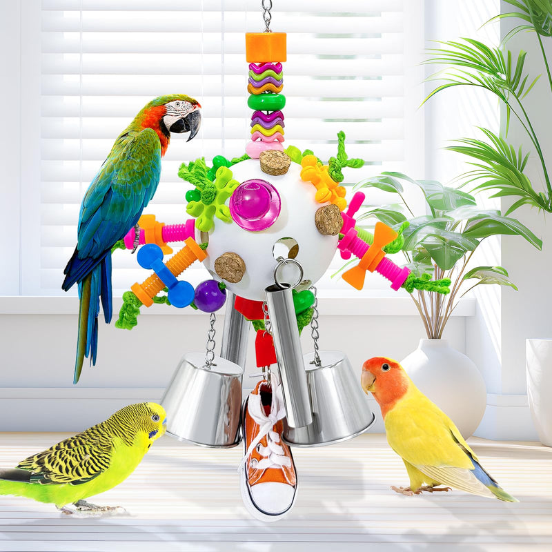 Bird Toys, Parrot Pullable Stainless Steel Cup Colorful Acrylic Stick Chew Toys for Amazons Mini Macaws African Greys Cockatoos Conures,Cockatiels, Lovebirds，Parrotlet，Eclectus (White) White - PawsPlanet Australia