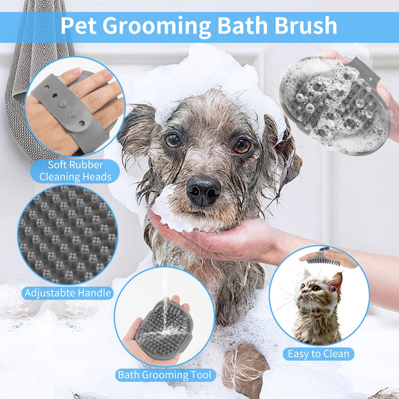 9 Pcs Pet Grooming Brush Set for Shedding, Professional Cats Dogs Long Hair Brush Nail Clipper And File Grooming Kit Self Cleanup Deshedding Multifunctional for Dogs Cats (Grey) Grey - PawsPlanet Australia
