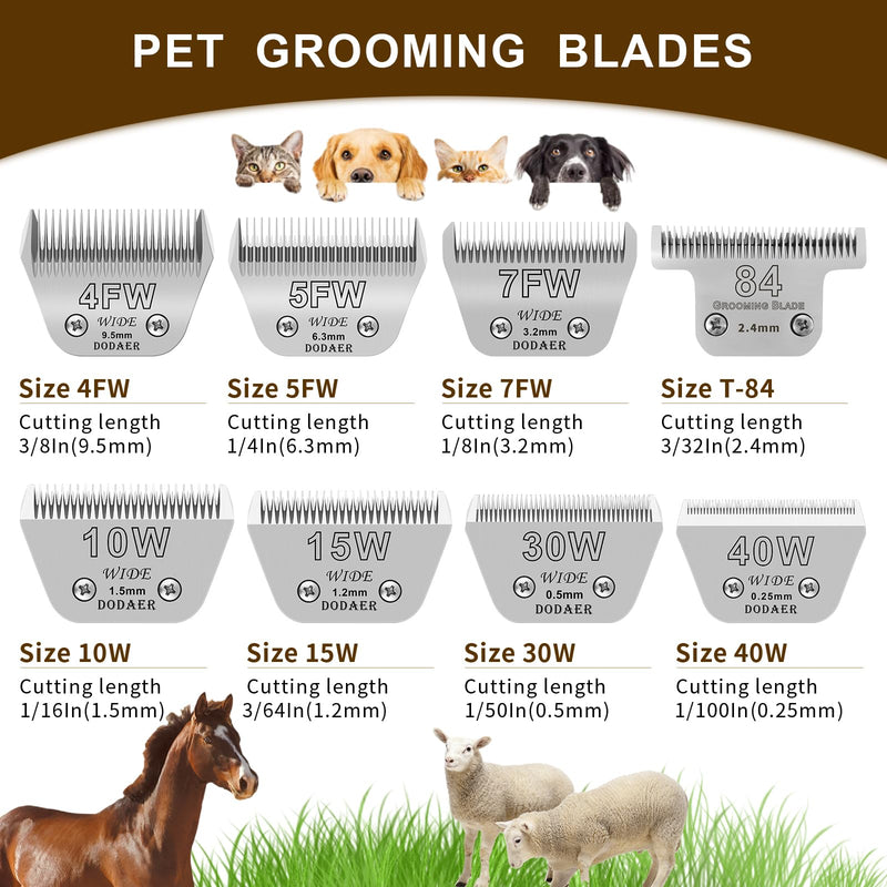 Detachable Pet Dog Grooming Blades-Size 10W Dog Grooming Wide Blade,Cutting Length 1/16" 1.5mm,Compatible with Andi-s,Oster A5,Wahl km10 Clippers 10W-1.5MM - PawsPlanet Australia