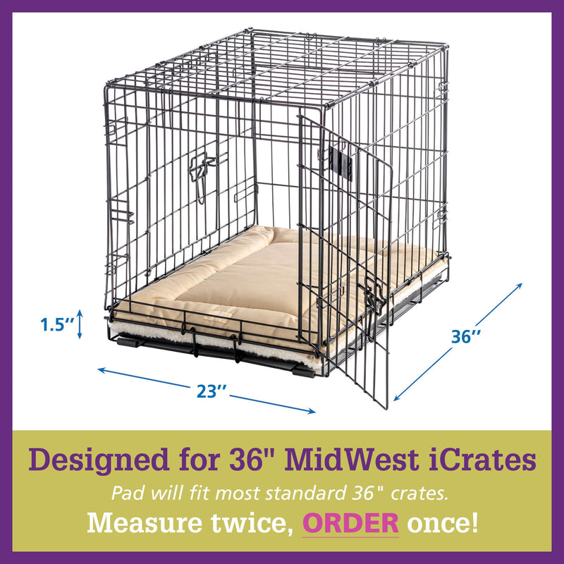 Pet Dreams Dog Crate Pad - Washable Kennel Mat, Crate Pads for Dog Cages, Non-Toxic, Flat Indoor Cat Bed, Fits iCrate 18, 24, 30, 36, 42, 48 Inches (Khaki, Large, 36") 36"L x 23"W x 1.5"Th B. Khaki Tan - PawsPlanet Australia