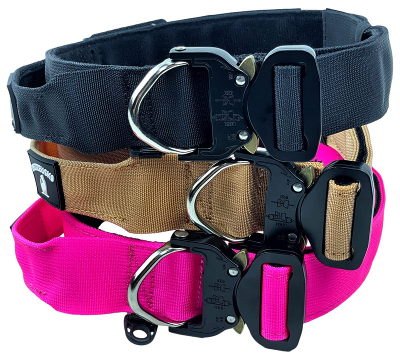Tactical Dog Collar with Handle - 1.5 Inch Thick Heavy Duty Nylon, Military Style Metal Quick Release Buckle & Integrated D-Ring, for Medium & Large Dogs – Includes USA Flag On Customizable Name Plate adjustable 14-20 inches TAN 14-20 inch - PawsPlanet Australia
