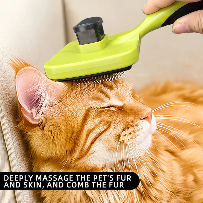 Self Cleaning Slicker Brush, Skin-Friendly Deshedding Tool for Dogs, Cats & Puppies, Hair Removal Groomer for Long & Short Haired Pets - PawsPlanet Australia