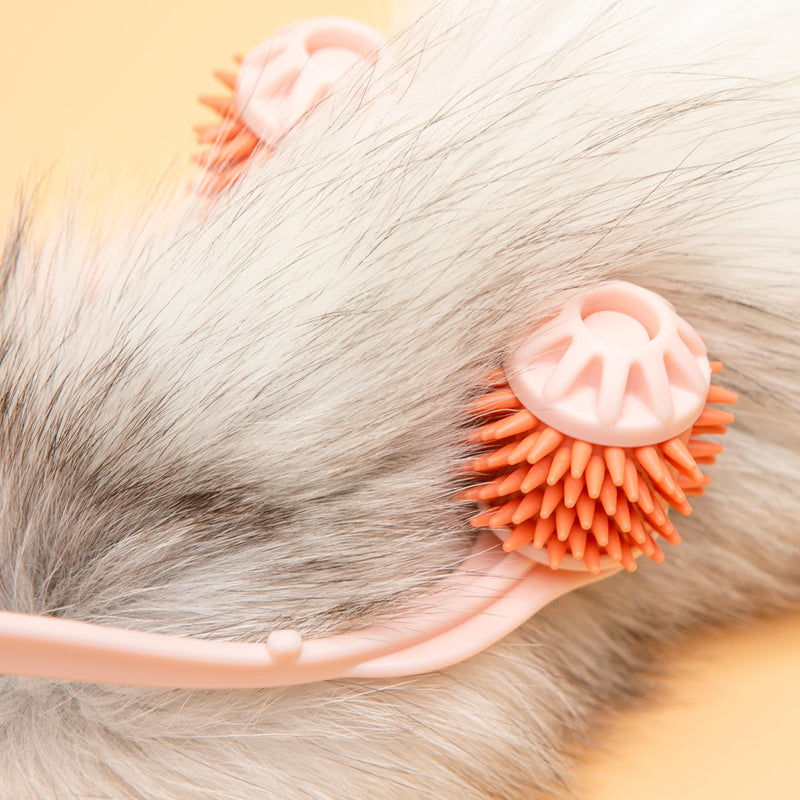 Cat Massager Roller Silicone Grooming Tool Relaxer Pink Stick with Pink Massage Face Thin Scroll Wheel for Indoor Dog Cat Head's Pet - PawsPlanet Australia