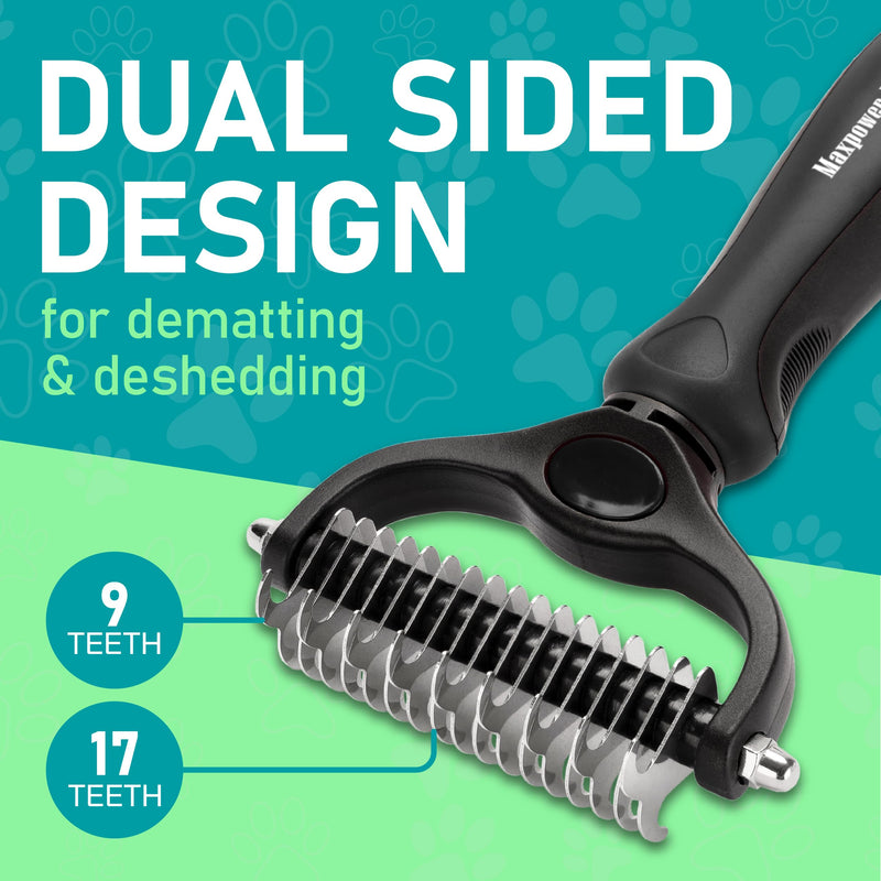 Maxpower Planet Hair Brush & Grooming Gloves for Dogs and Cats - Black - PawsPlanet Australia