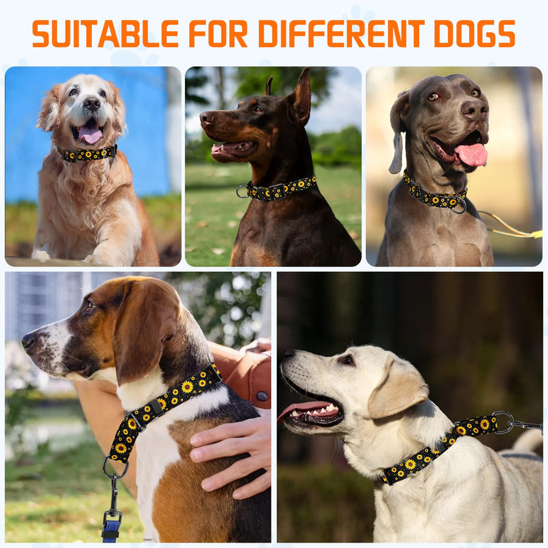 Martingale Collar for Dogs with Quick Release Buckle Adjustable Soft Durable Dog Collar for Small Medium Large No Pull Training Dog Collars-Black Sunflower M Black Sunflower M:1" Wide for 13.4"-16.5" Neck - PawsPlanet Australia